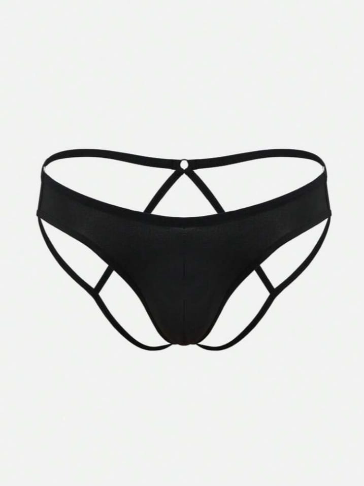 Men's Solid Color Hollow Out Design Elastic Waist Sexy Briefs